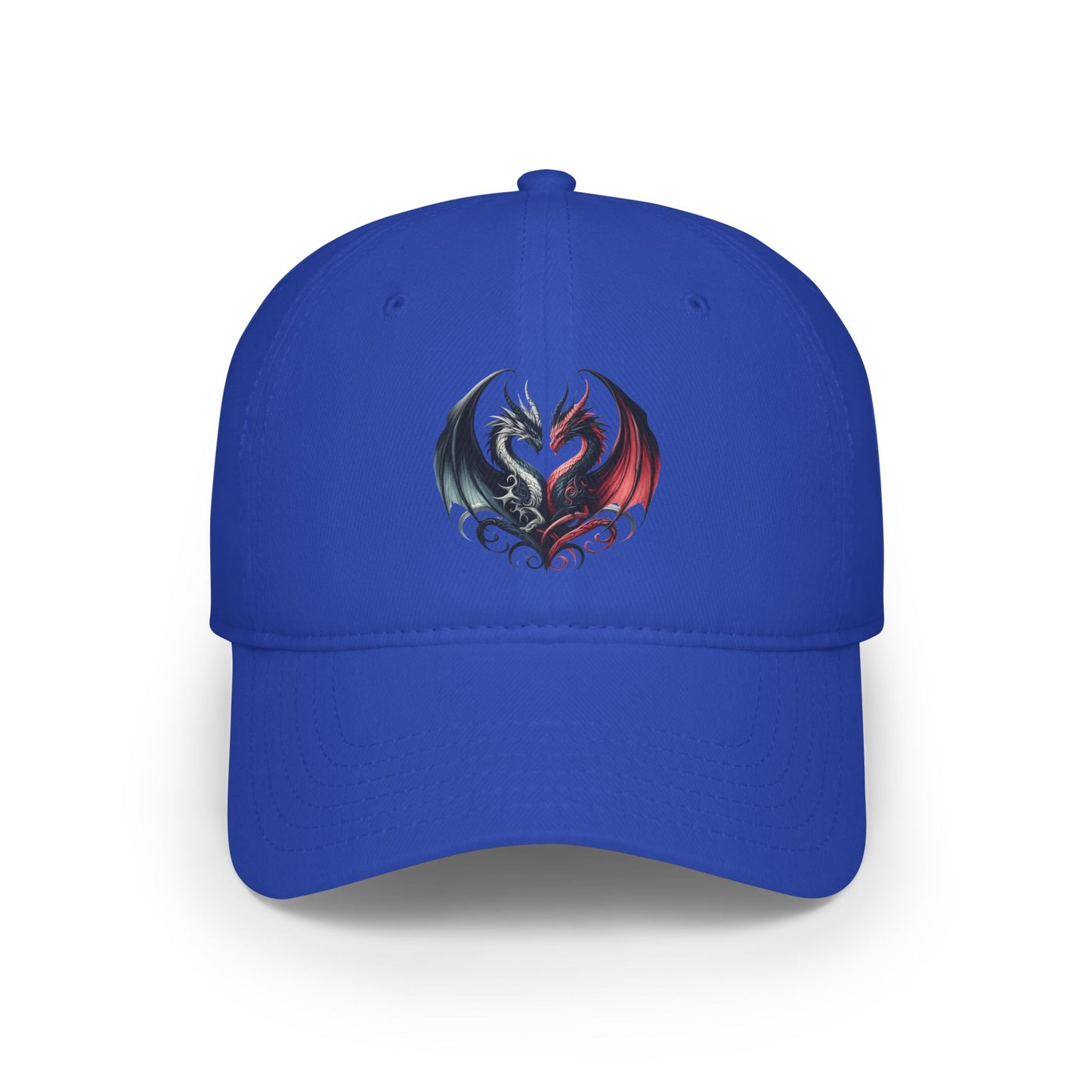 Low Profile Baseball Cap - Love Dragons - Black & Red