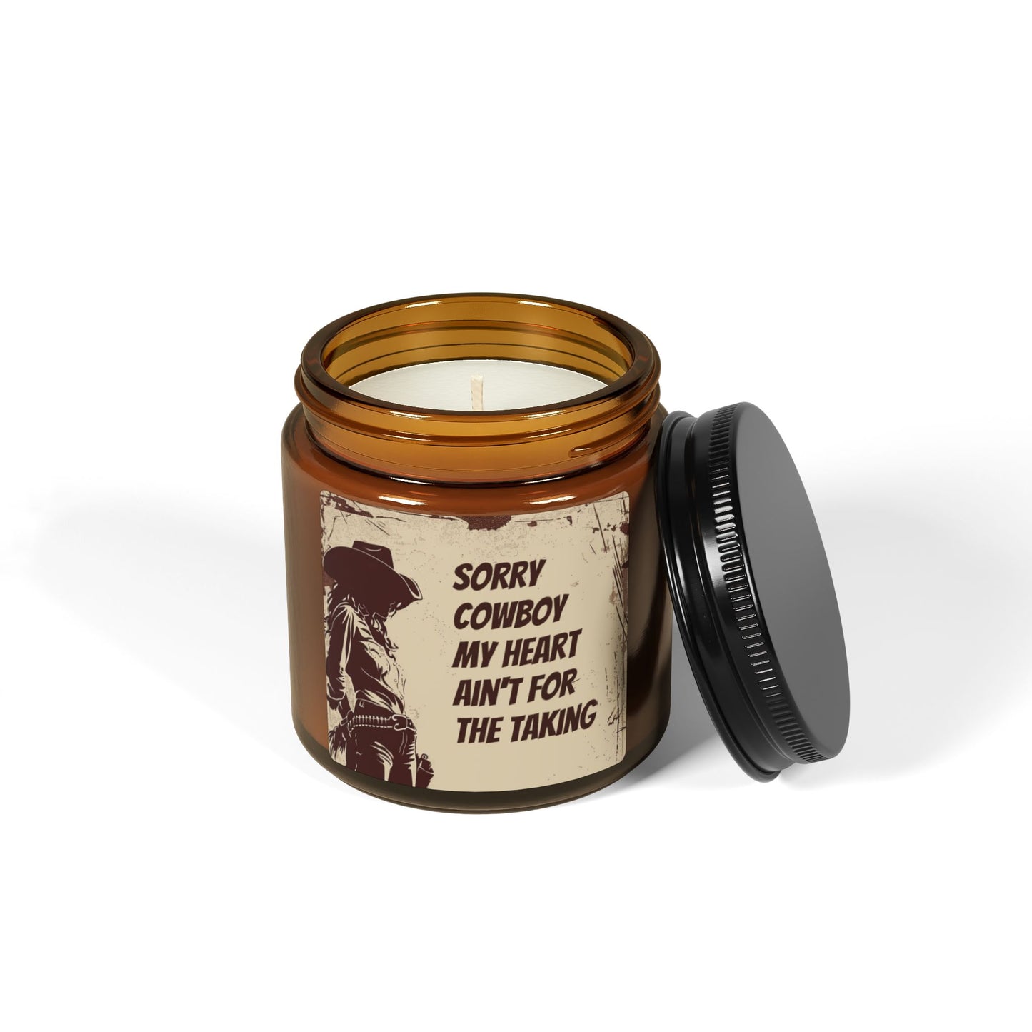 Rustic Cowboy Scented Candle - Amber Jar, Heartfelt Gift, Home Decor, Rustic Vibes, Unique Candle, Western Decor