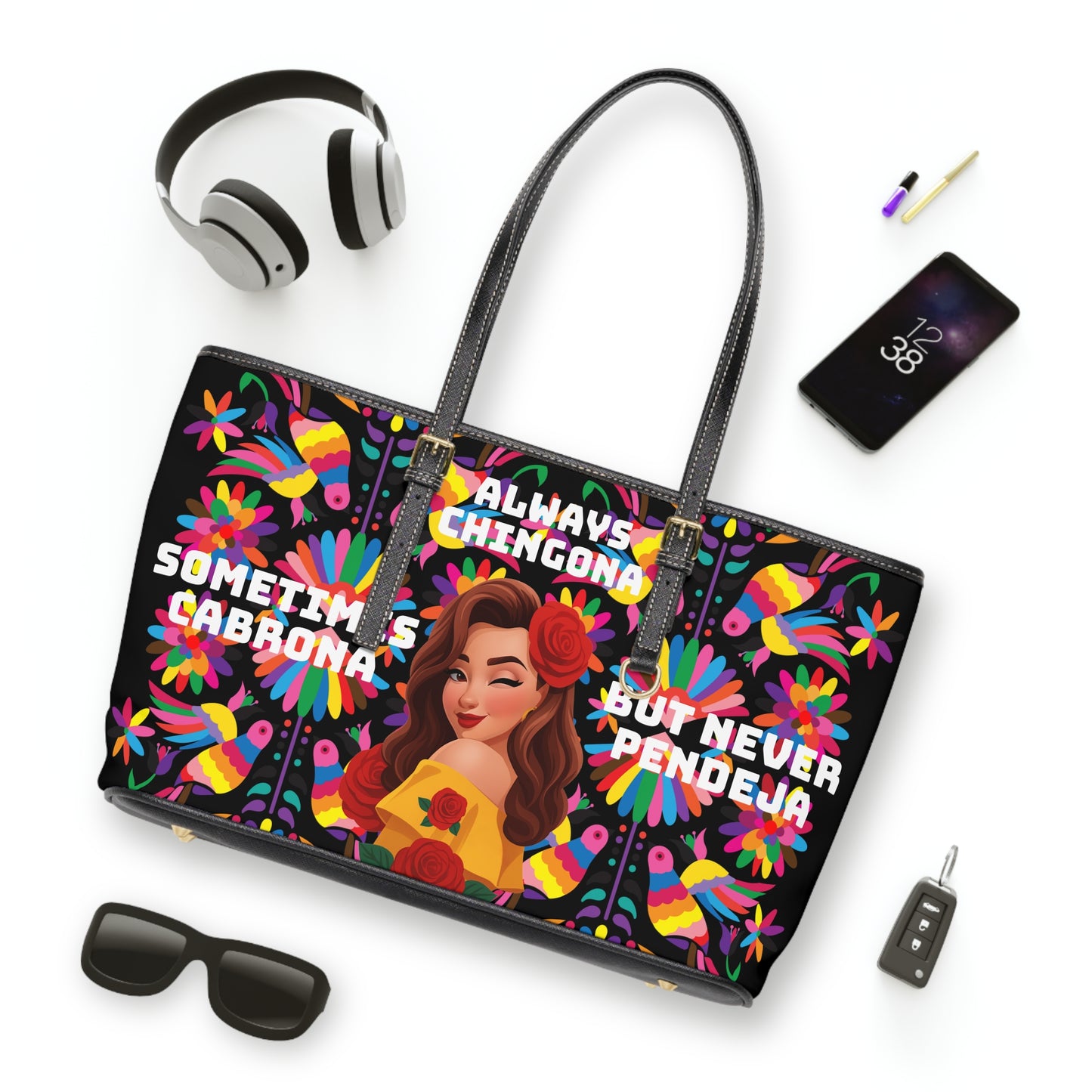 Chic PU Leather Shoulder Bag - Always Chingona, Fashionable Tote for Confident Women, Perfect Gift for Celebrations