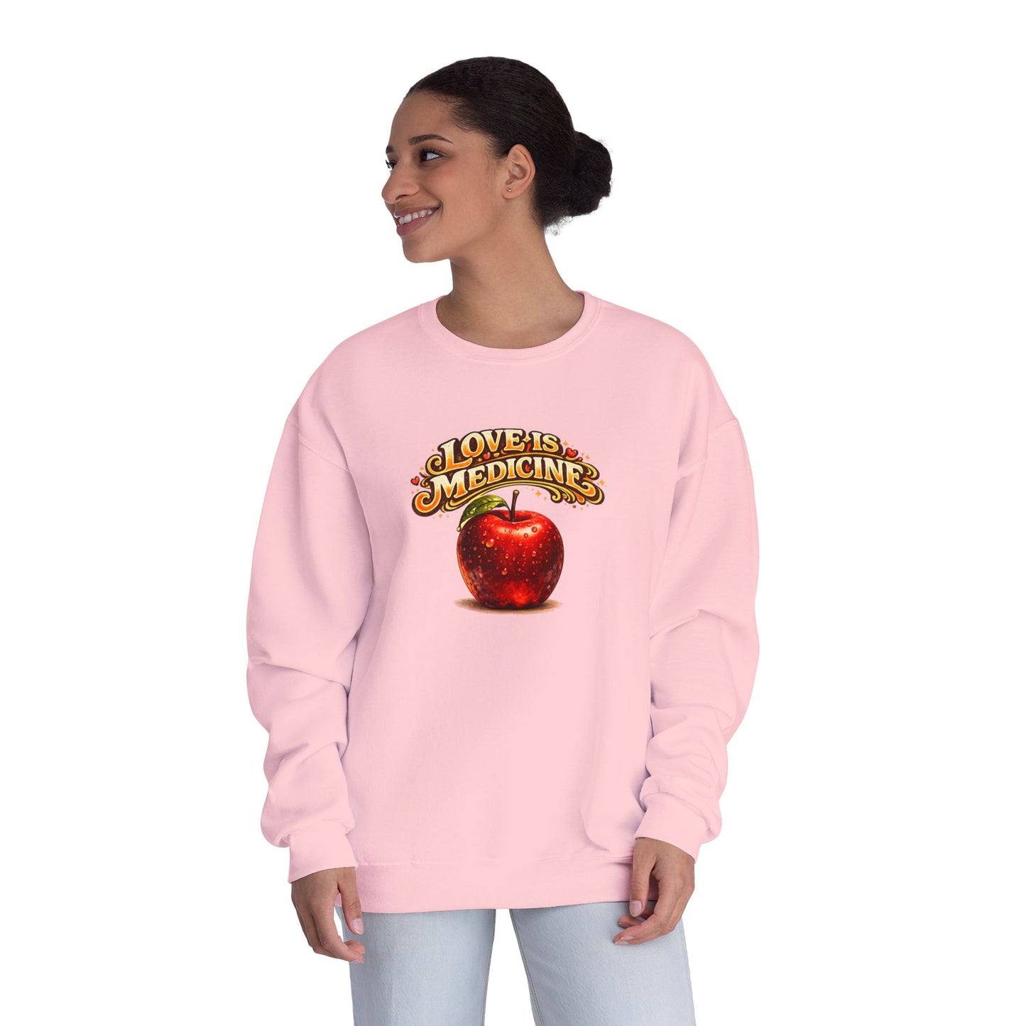 Unisex NuBlend® Crewneck Sweatshirt - Love is Medicine - Manzana