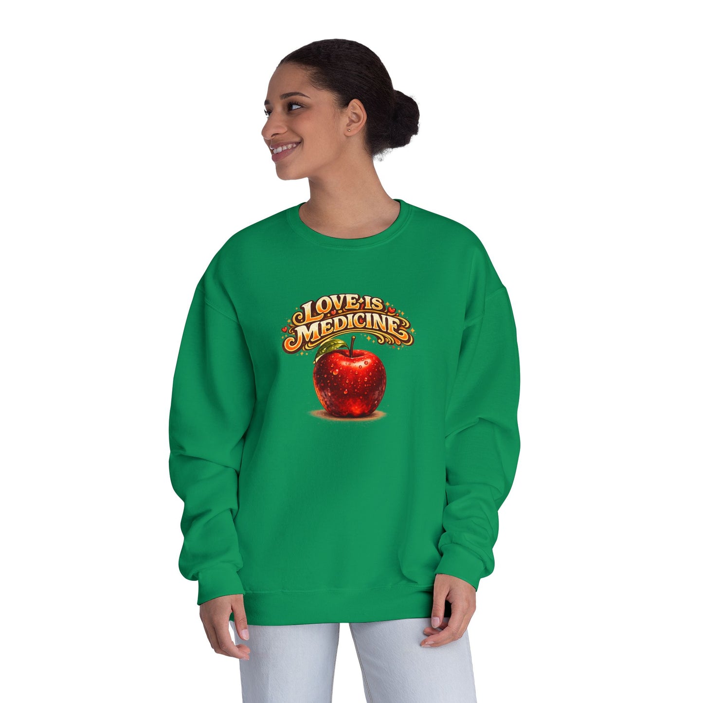 Unisex NuBlend® Crewneck Sweatshirt - Love is Medicine - Manzana