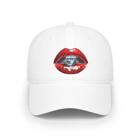 Lips that tease, diamonds that please - Low Profile Baseball Cap