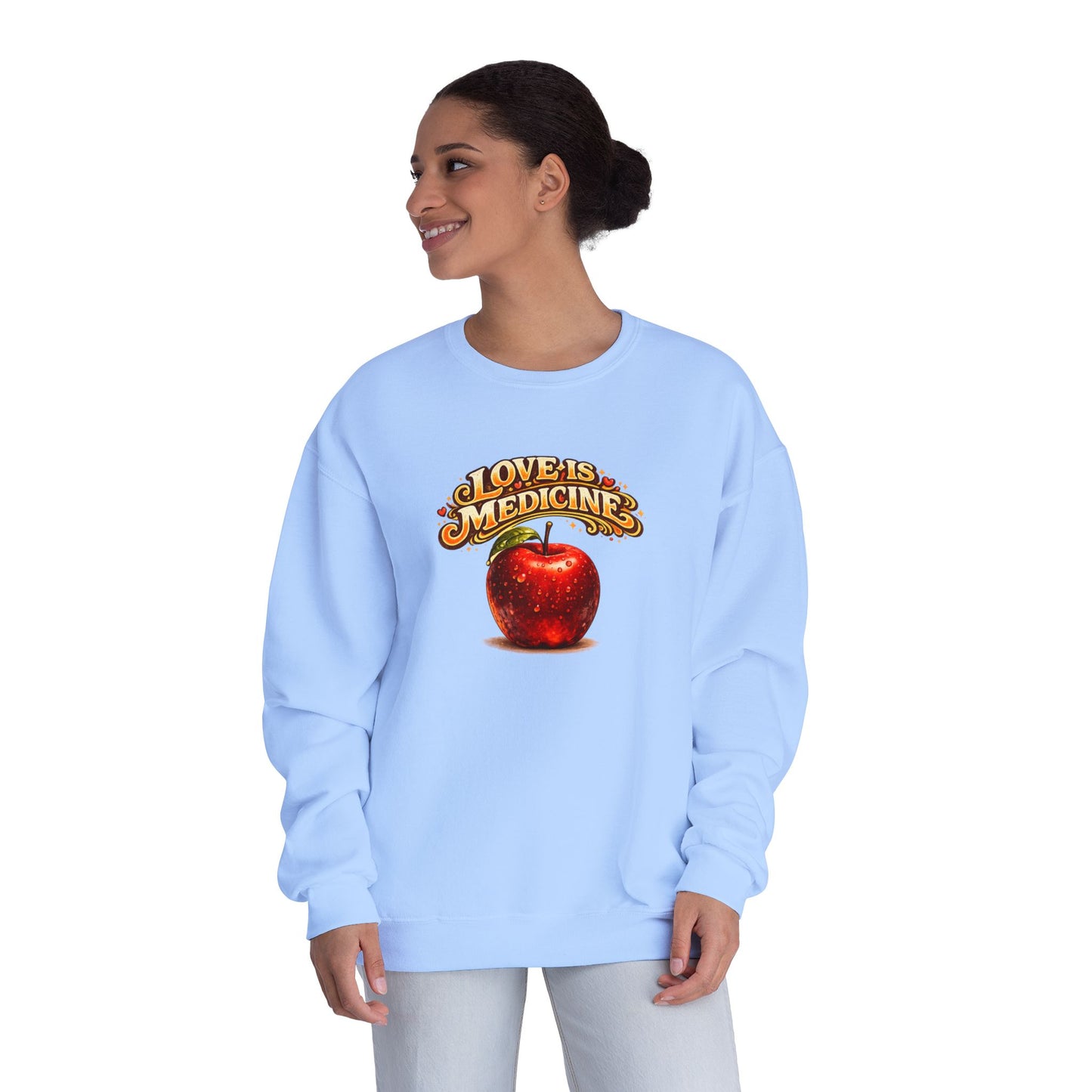 Unisex NuBlend® Crewneck Sweatshirt - Love is Medicine - Manzana