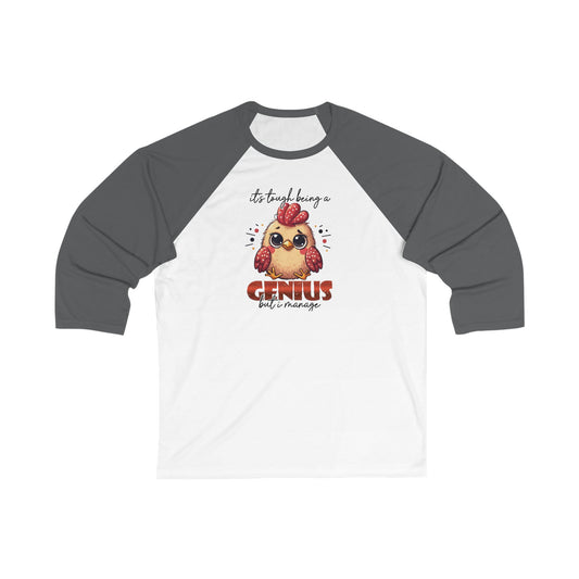 Genius 3/4 Sleeve Baseball Tee, Funny Unisex Raglan Shirt, Smart Baseball Tee, Cool Baseball Tee for Men and Women, Genius Gift Shirt