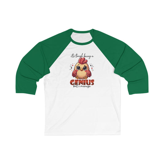 Genius 3/4 Sleeve Baseball Tee, Funny Unisex Raglan Shirt, Smart Baseball Tee, Cool Baseball Tee for Men and Women, Genius Gift Shirt