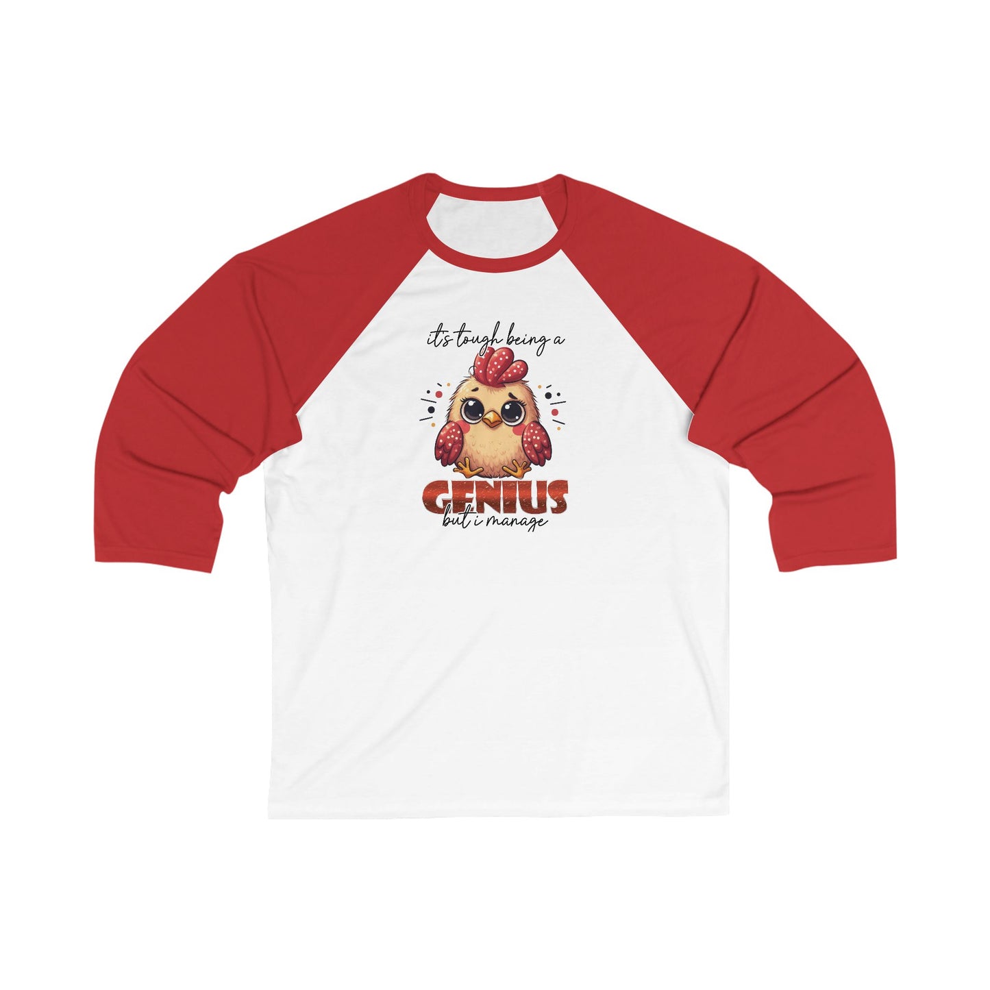 Genius 3/4 Sleeve Baseball Tee, Funny Unisex Raglan Shirt, Smart Baseball Tee, Cool Baseball Tee for Men and Women, Genius Gift Shirt