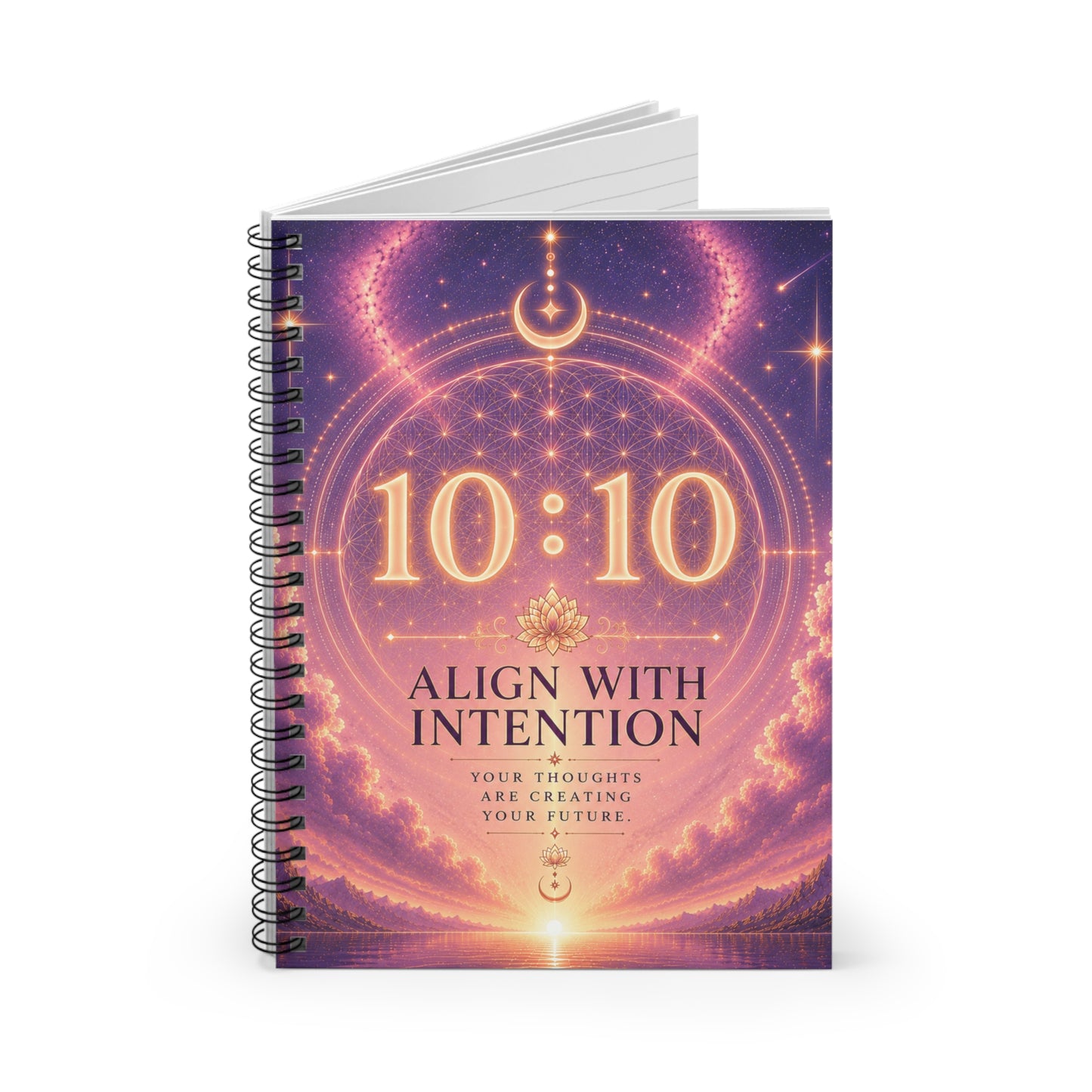 10:10 Align With Intention Notebook — Ruled Spiral Journal for Manifestation & Daily Intentions