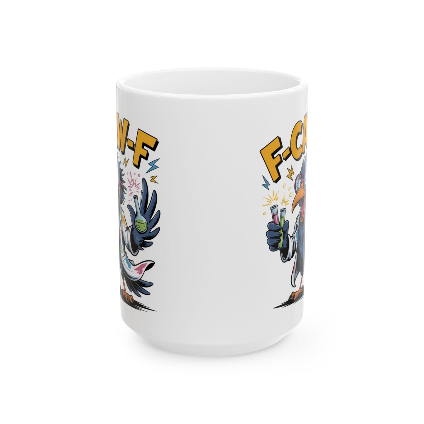 F-Caw-F The Scientist Raven - Ceramic Mug - Motivational Gift for Coffee Lovers, Office Desk Decor, Holiday & Birthday Present, Fun Quote