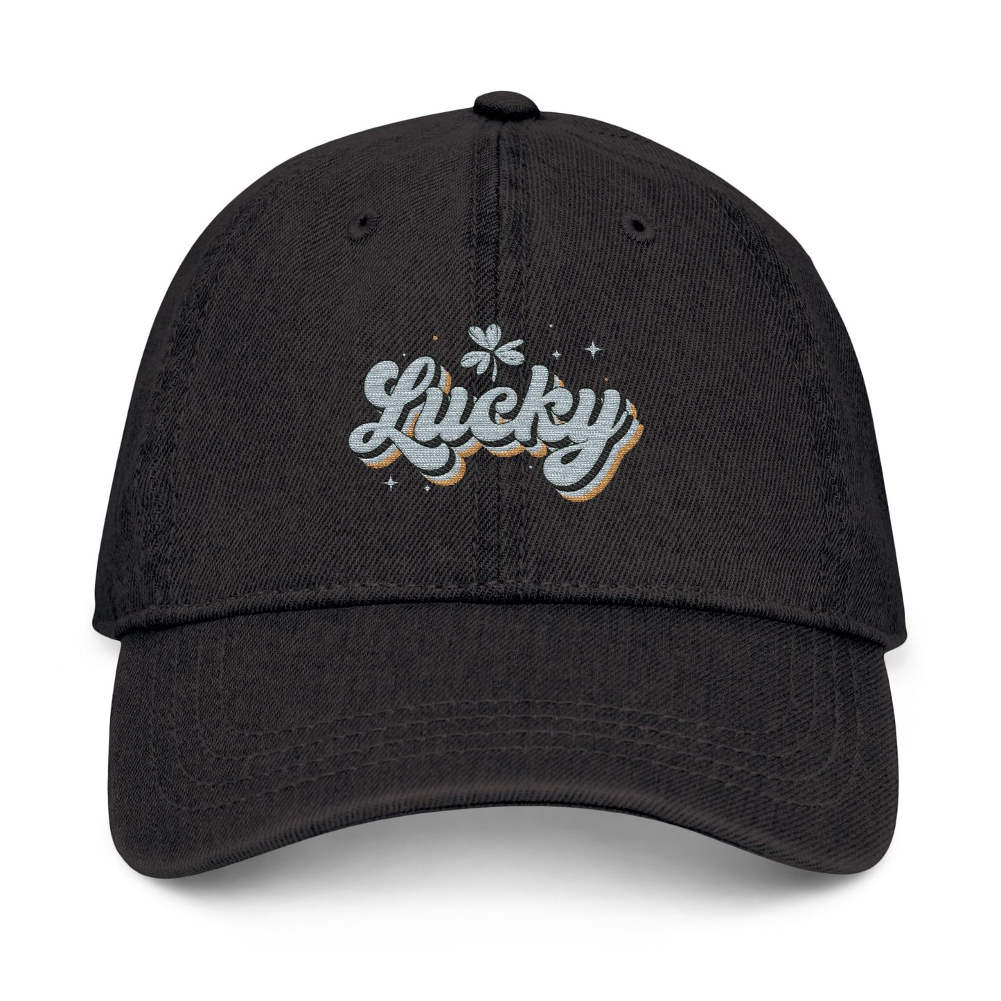 Lucky Embroidered Denim Hat, Casual Cap for Everyday Wear, Perfect Gift for Birthdays, Summer Outings, Trendy Accessories