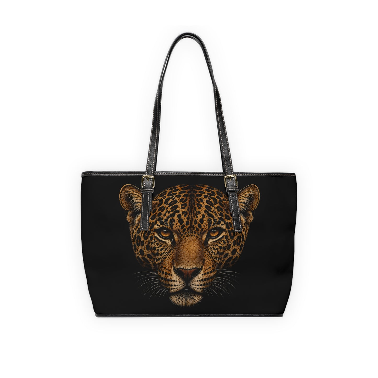 Jaguar Face PU Leather Shoulder Bag — Bold Animal Print Tote for Everyday & Travel