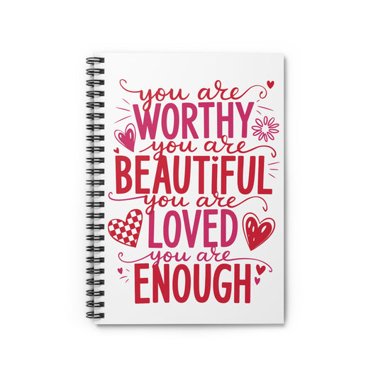 Positive Affirmations Notebook, Daily Journal, Gratitude Diary, Self Care Gift, Ruled Line Spiral Notebook