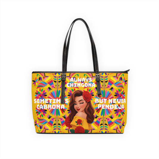 Yellow - Chic PU Leather Shoulder Bag - Always Chingona, Fashionable Tote for Confident Women, Perfect Gift for Celebrations