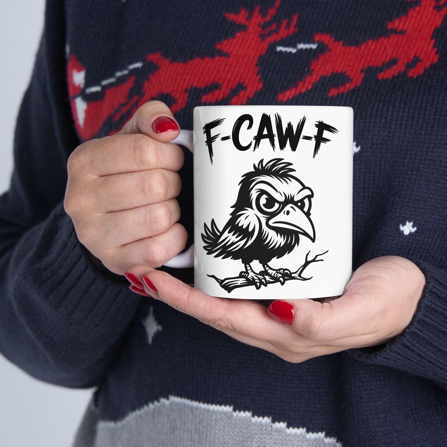 F-Caw-F Moody Raven - Ceramic Mug - Motivational Gift for Coffee Lovers, Office Desk Decor, Holiday & Birthday Present, Fun Quote