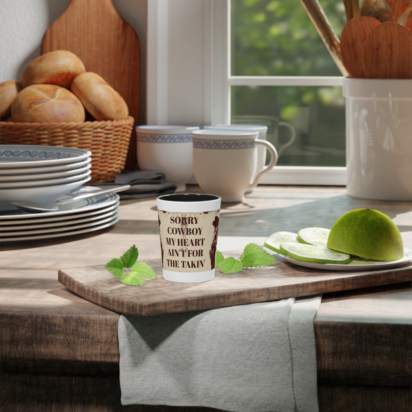 Western-Themed Shot Glass - Sorry Cowboy, My Heart Ain't for the Takin'