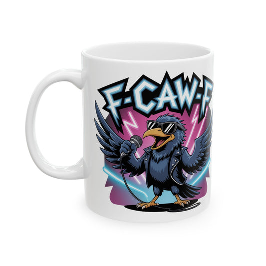 F-Caw-F Rockstar Raven - Ceramic Mug - Motivational Gift for Coffee Lovers, Office Desk Decor, Holiday & Birthday Present, Fun Quote Mug