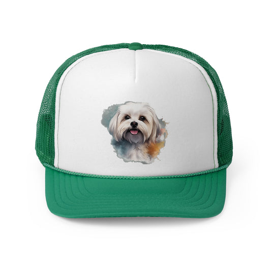 Maltese Maltipoo Watercolor tongue out - MamaDeSushi - Trucker Caps