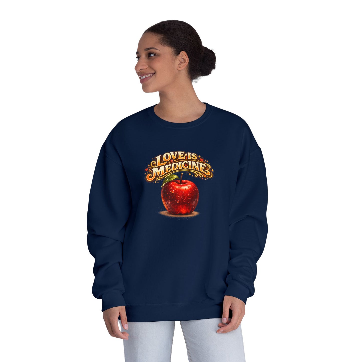 Unisex NuBlend® Crewneck Sweatshirt - Love is Medicine - Manzana