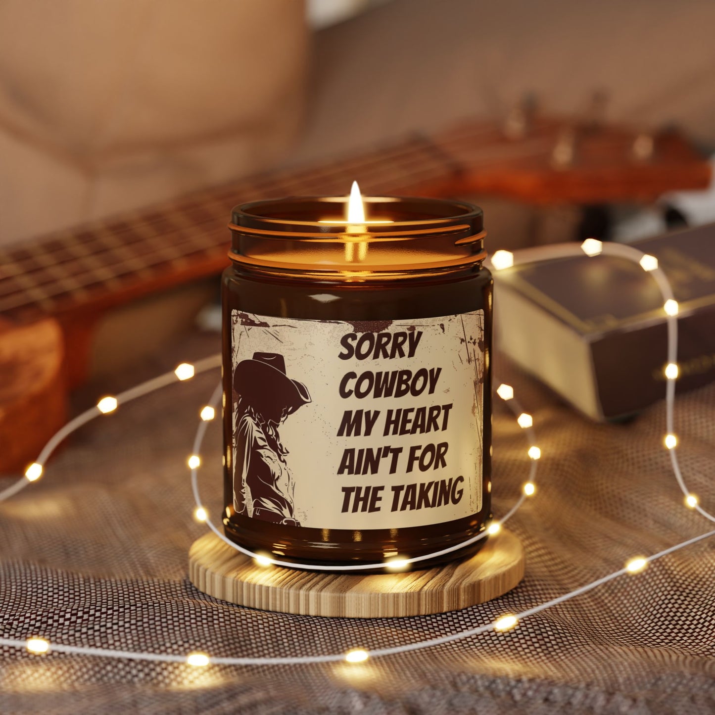 Rustic Cowboy Scented Candle - Amber Jar, Heartfelt Gift, Home Decor, Rustic Vibes, Unique Candle, Western Decor