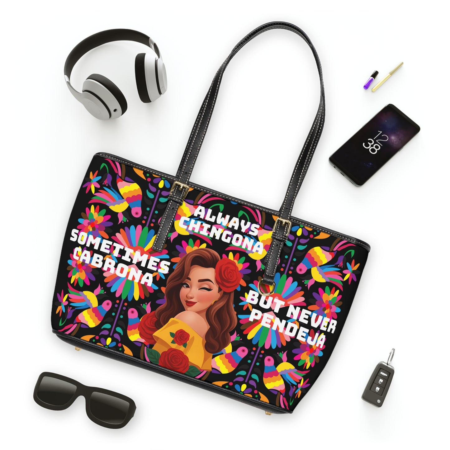 Chic PU Leather Shoulder Bag - Always Chingona, Fashionable Tote for Confident Women, Perfect Gift for Celebrations