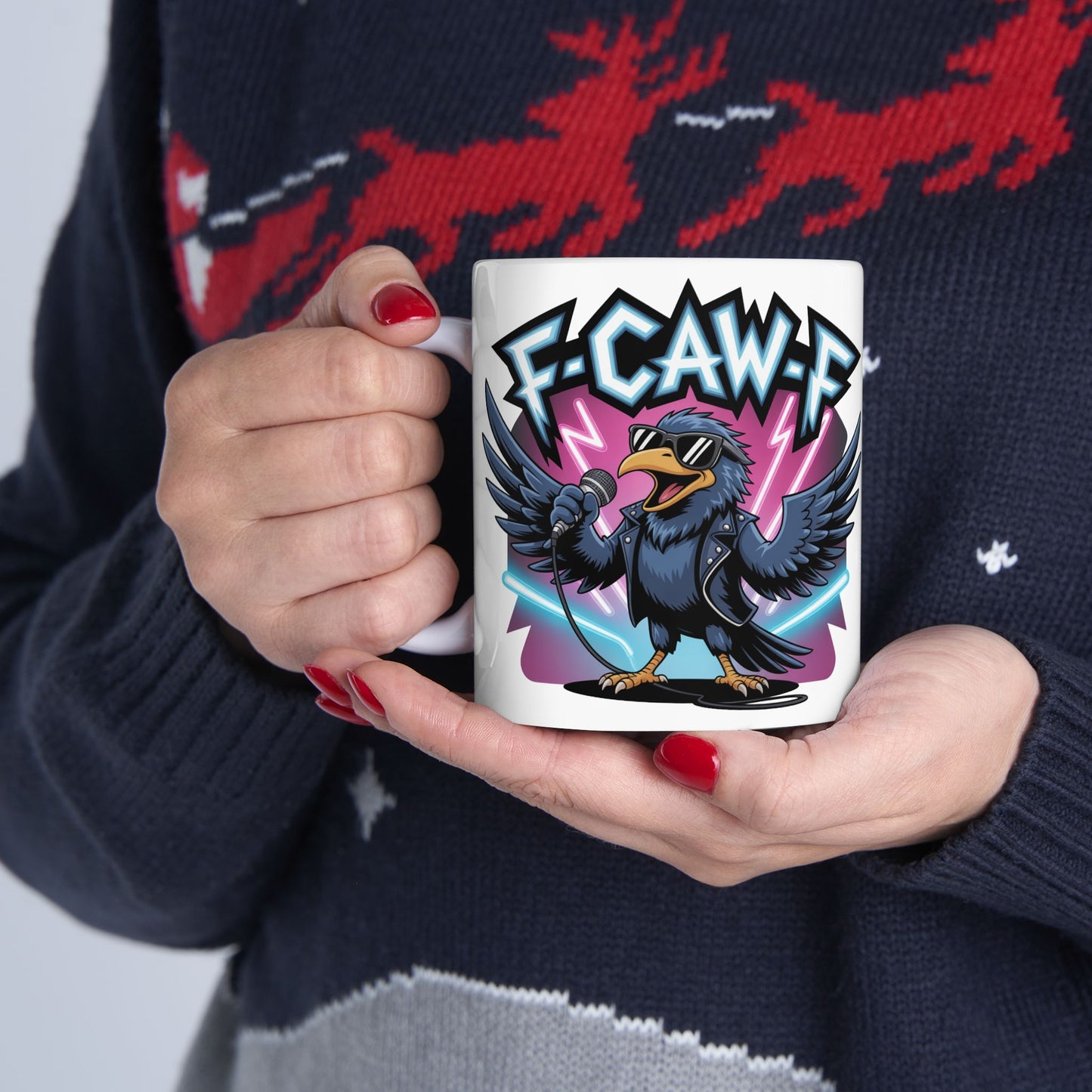 F-Caw-F Rockstar Raven - Ceramic Mug - Motivational Gift for Coffee Lovers, Office Desk Decor, Holiday & Birthday Present, Fun Quote Mug