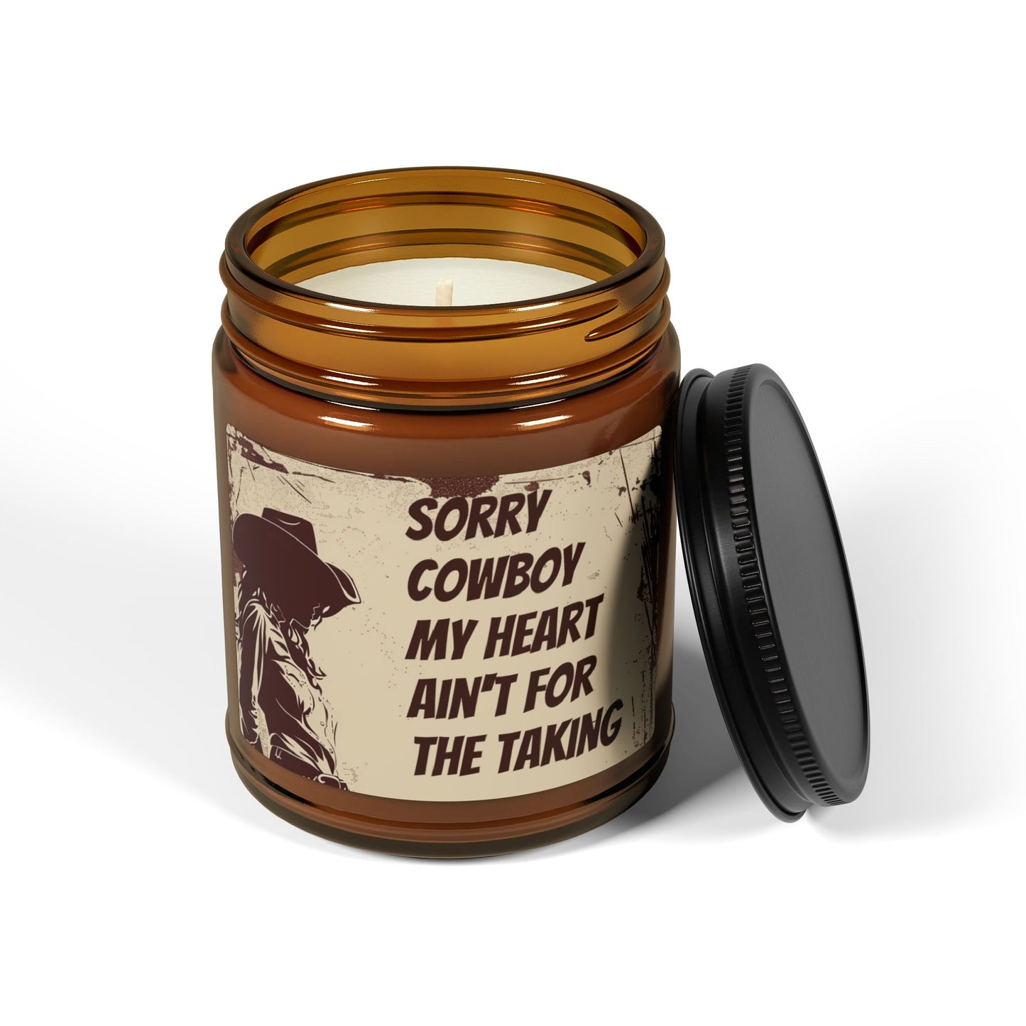 Rustic Cowboy Scented Candle - Amber Jar, Heartfelt Gift, Home Decor, Rustic Vibes, Unique Candle, Western Decor