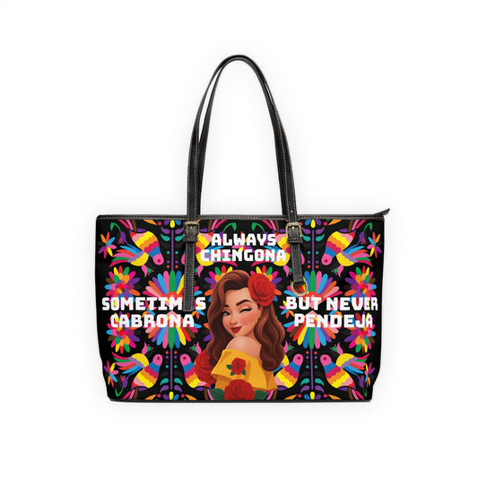 Chic PU Leather Shoulder Bag - Always Chingona, Fashionable Tote for Confident Women, Perfect Gift for Celebrations