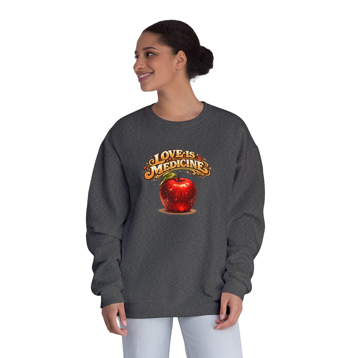 Unisex NuBlend® Crewneck Sweatshirt - Love is Medicine - Manzana