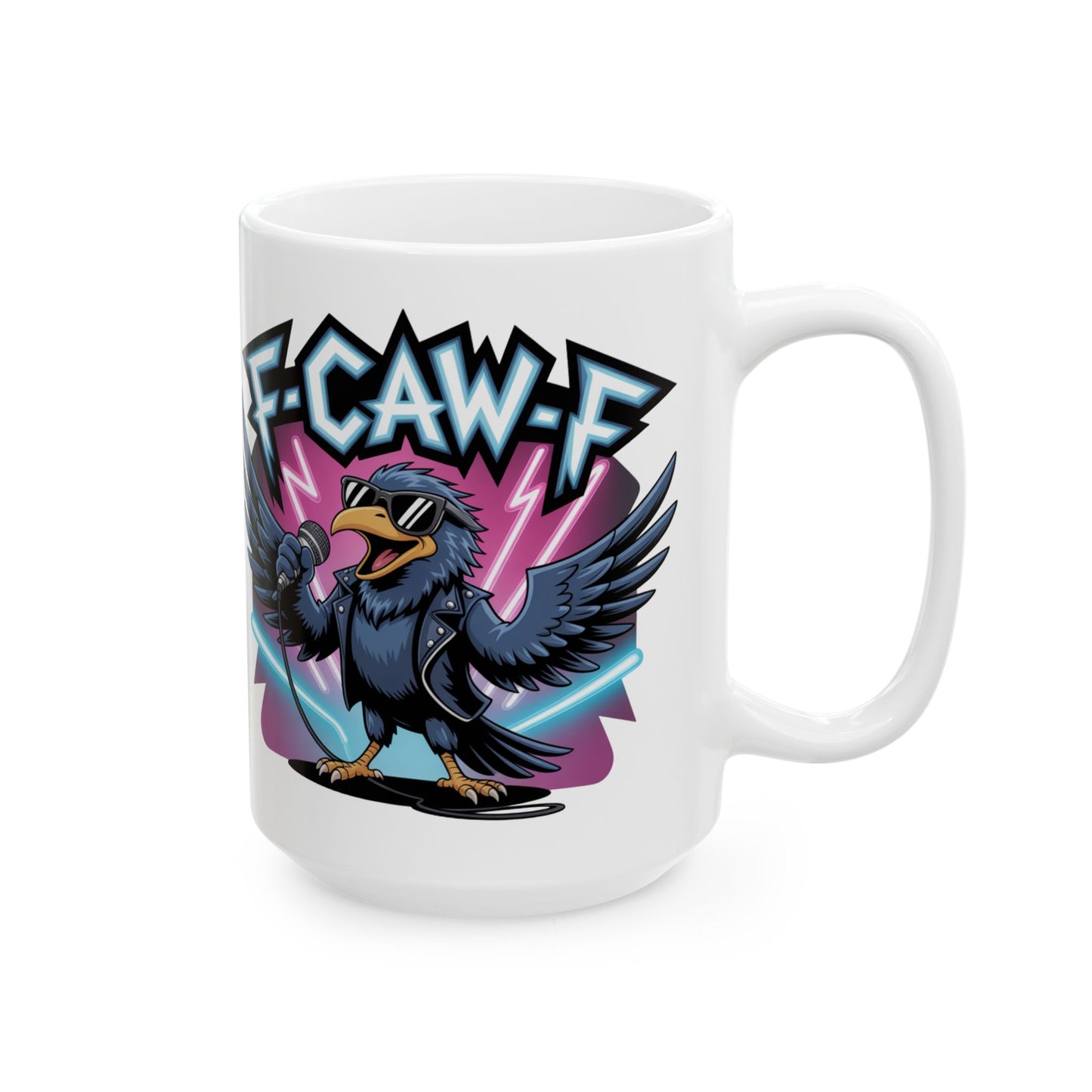 F-Caw-F Rockstar Raven - Ceramic Mug - Motivational Gift for Coffee Lovers, Office Desk Decor, Holiday & Birthday Present, Fun Quote Mug