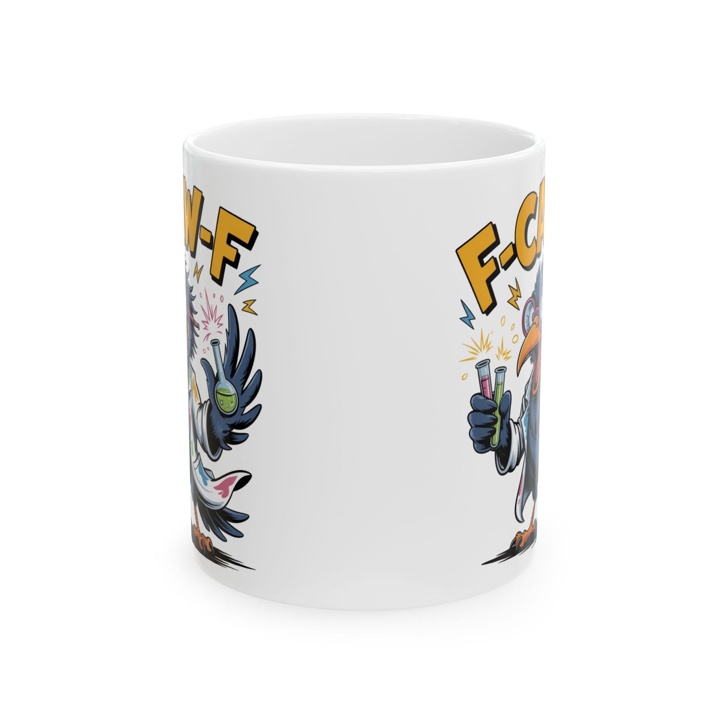 F-Caw-F The Scientist Raven - Ceramic Mug - Motivational Gift for Coffee Lovers, Office Desk Decor, Holiday & Birthday Present, Fun Quote