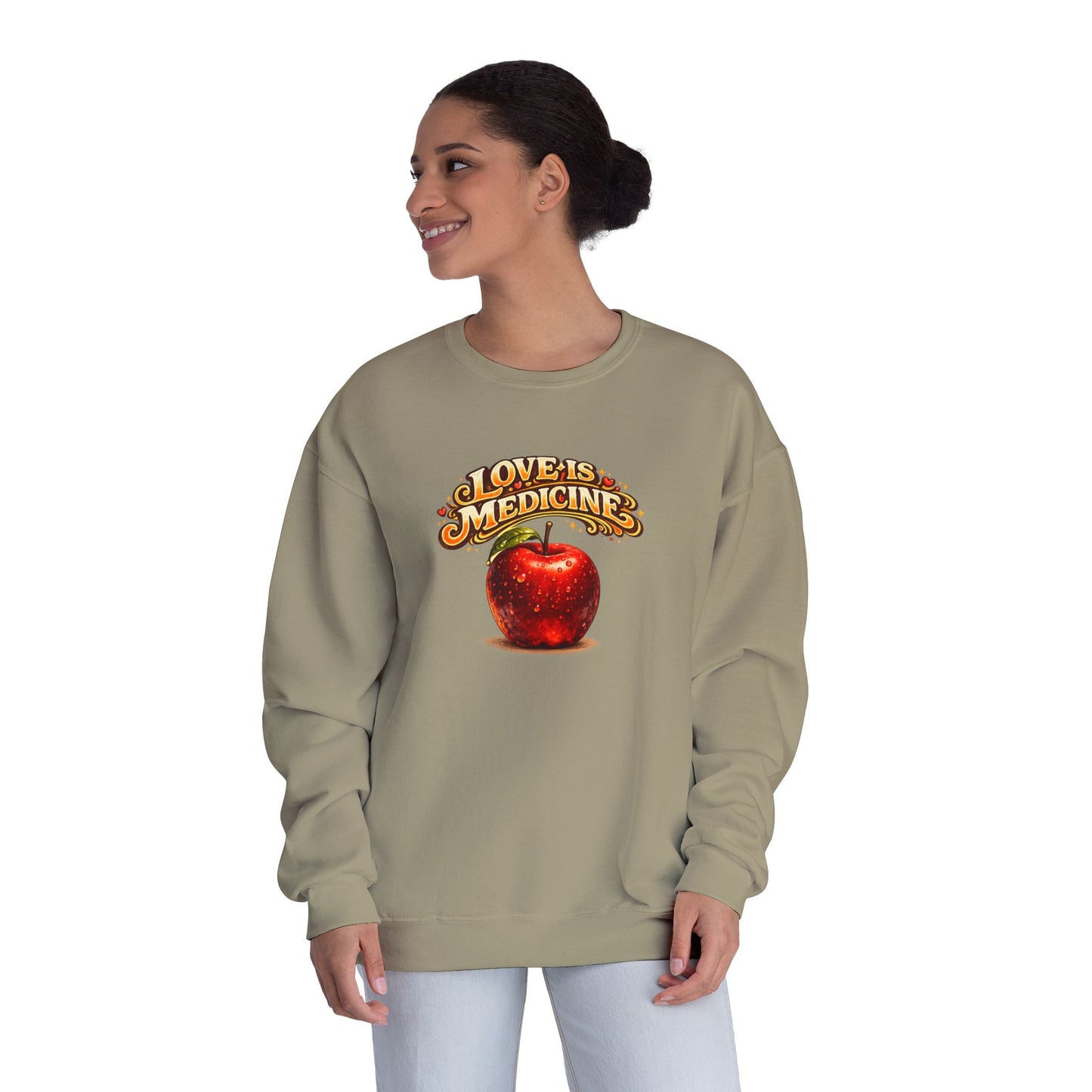 Unisex NuBlend® Crewneck Sweatshirt - Love is Medicine - Manzana