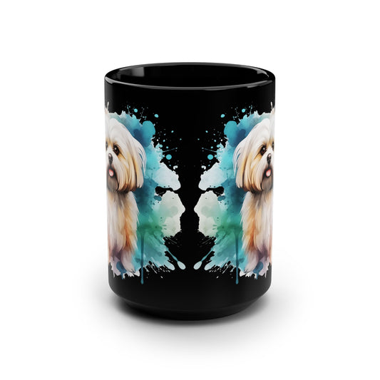 Maltese Maltipoo Watercolor - MamaDeSushi - Black Mug, 15oz