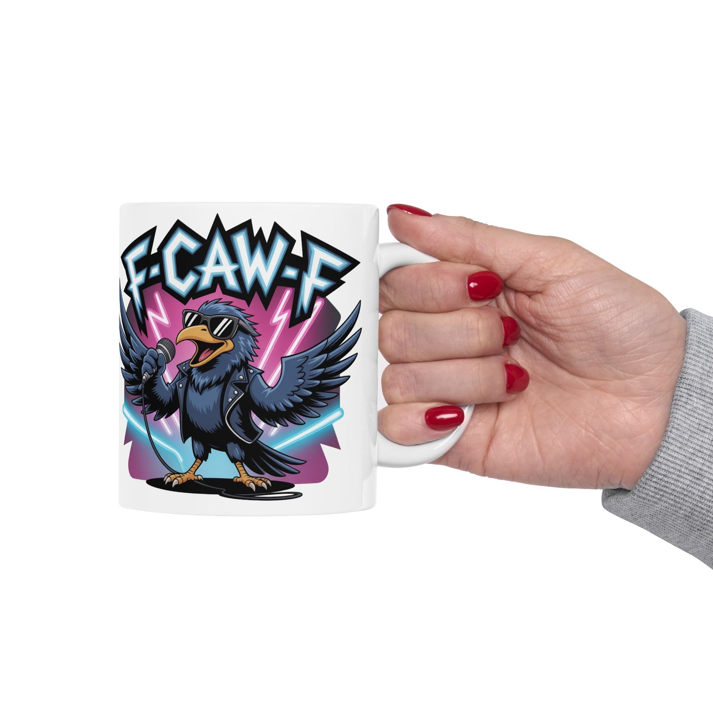 F-Caw-F Rockstar Raven - Ceramic Mug - Motivational Gift for Coffee Lovers, Office Desk Decor, Holiday & Birthday Present, Fun Quote Mug