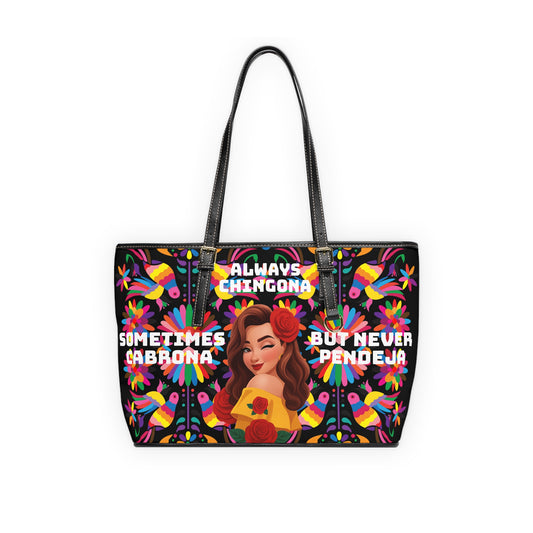 Chic PU Leather Shoulder Bag - Always Chingona, Fashionable Tote for Confident Women, Perfect Gift for Celebrations