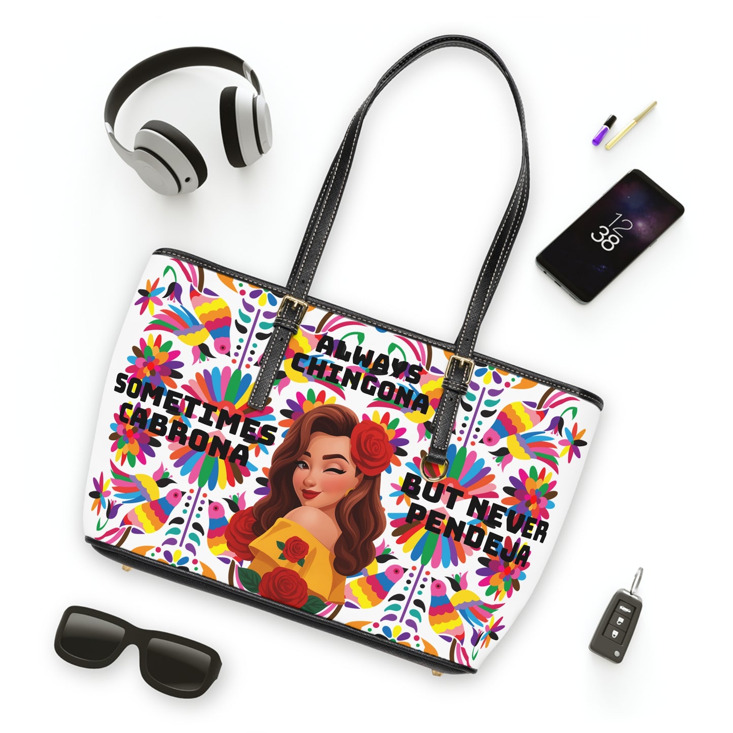 Chic PU Leather Shoulder Bag - Always Chingona, Fashionable Tote for Confident Women, Perfect Gift for Celebrations