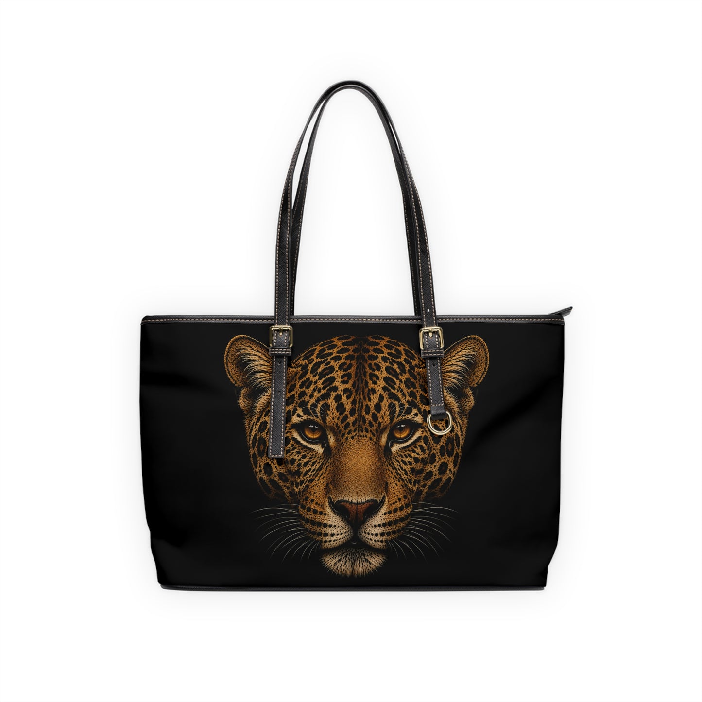 Jaguar Face PU Leather Shoulder Bag — Bold Animal Print Tote for Everyday & Travel