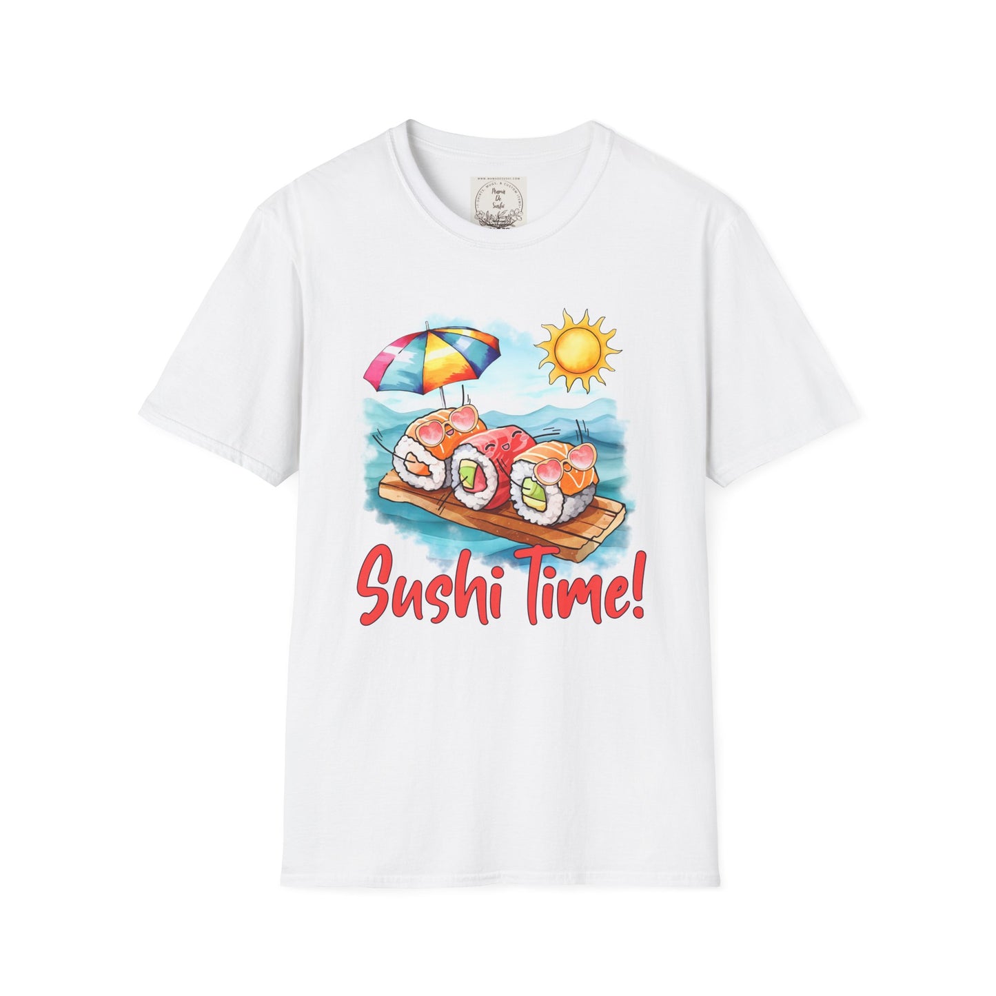 Sushi Time - Beach Scene - MamaDeSushi - Unisex Softstyle T-Shirt