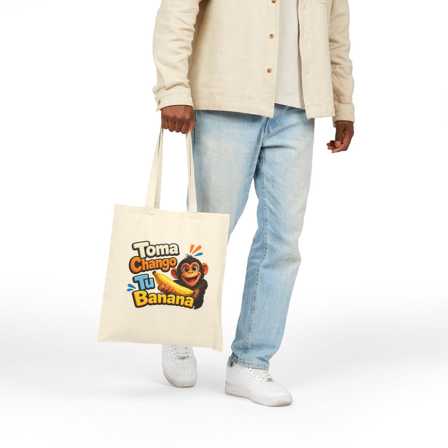 Toma Chango Tu Banana Tote Bag | Monkey Banana Graphic Cotton Tote