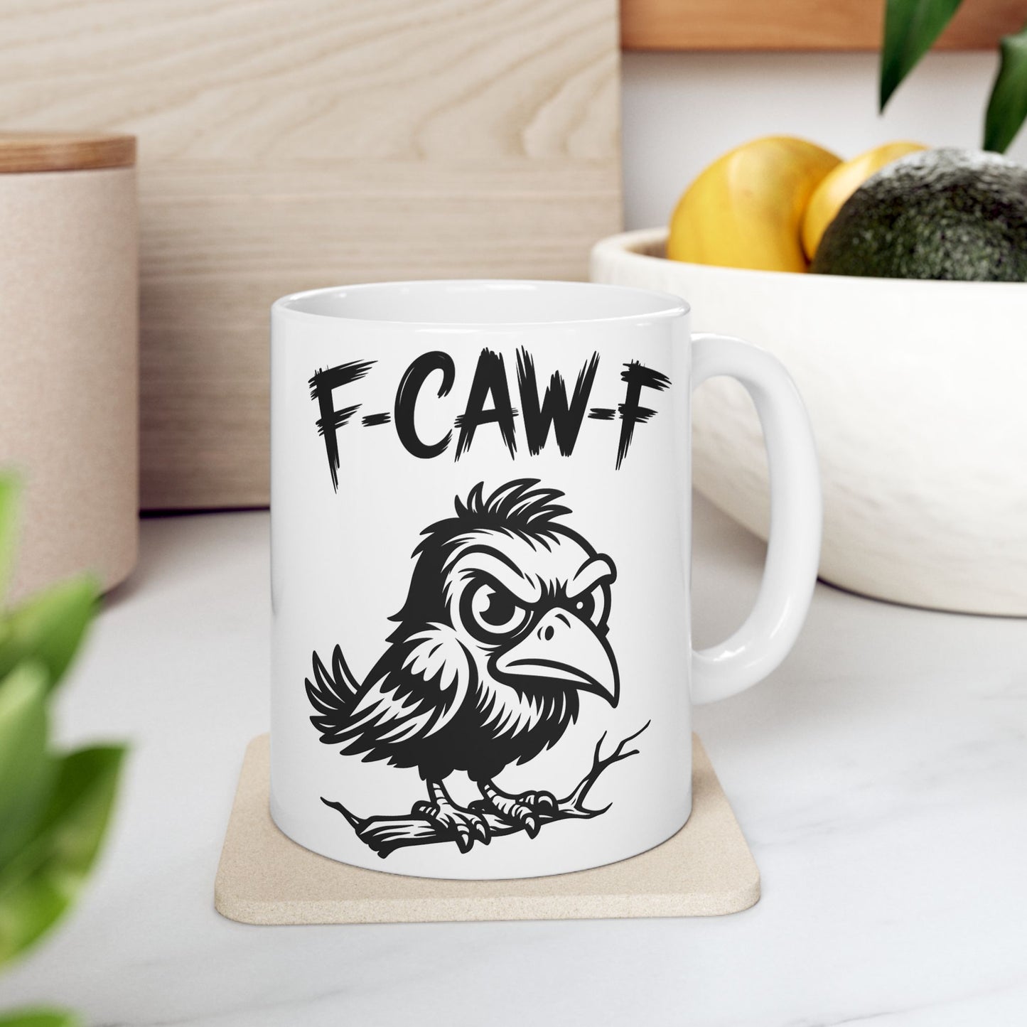F-Caw-F Moody Raven - Ceramic Mug - Motivational Gift for Coffee Lovers, Office Desk Decor, Holiday & Birthday Present, Fun Quote