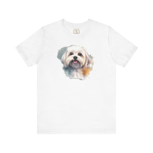Maltese Maltipoo Watercolor tongue out - MamaDeSushi - Unisex Jersey Short Sleeve Tee
