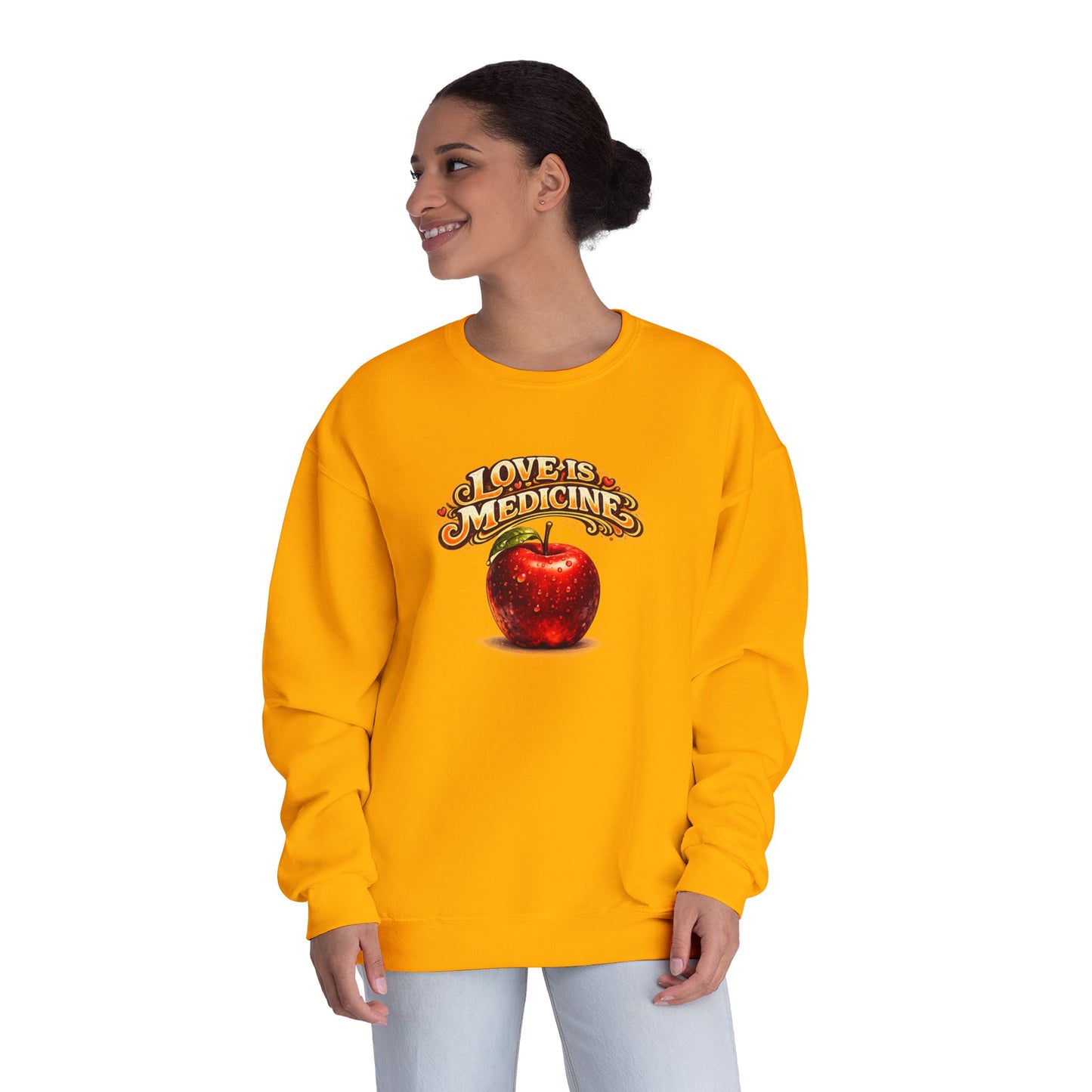 Unisex NuBlend® Crewneck Sweatshirt - Love is Medicine - Manzana