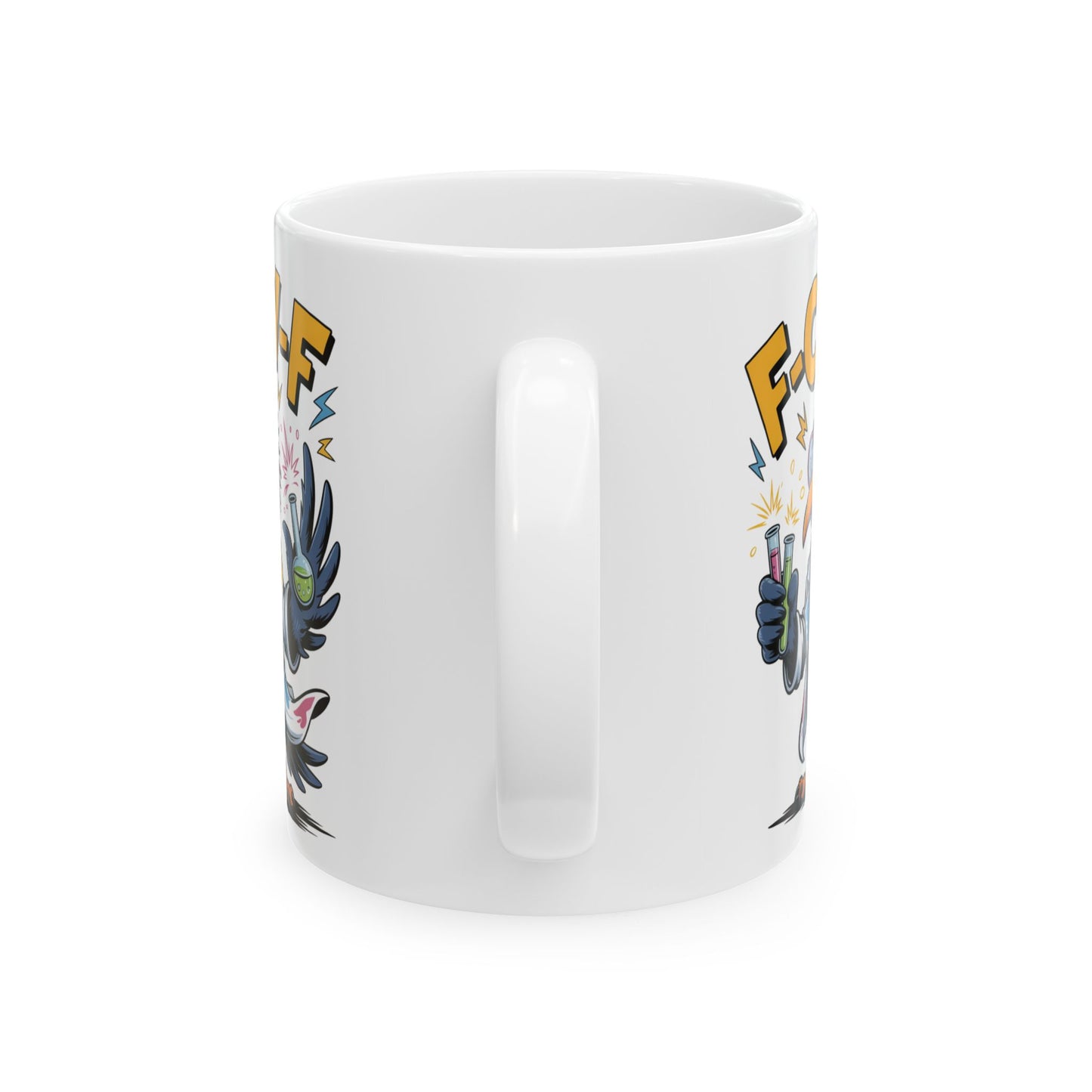 F-Caw-F The Scientist Raven - Ceramic Mug - Motivational Gift for Coffee Lovers, Office Desk Decor, Holiday & Birthday Present, Fun Quote