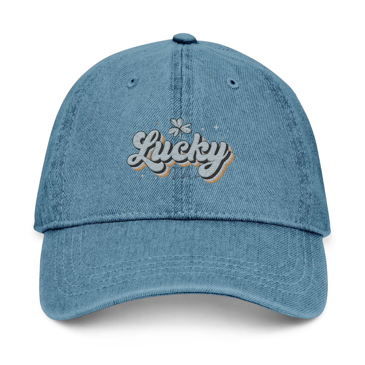 Lucky Embroidered Denim Hat, Casual Cap for Everyday Wear, Perfect Gift for Birthdays, Summer Outings, Trendy Accessories