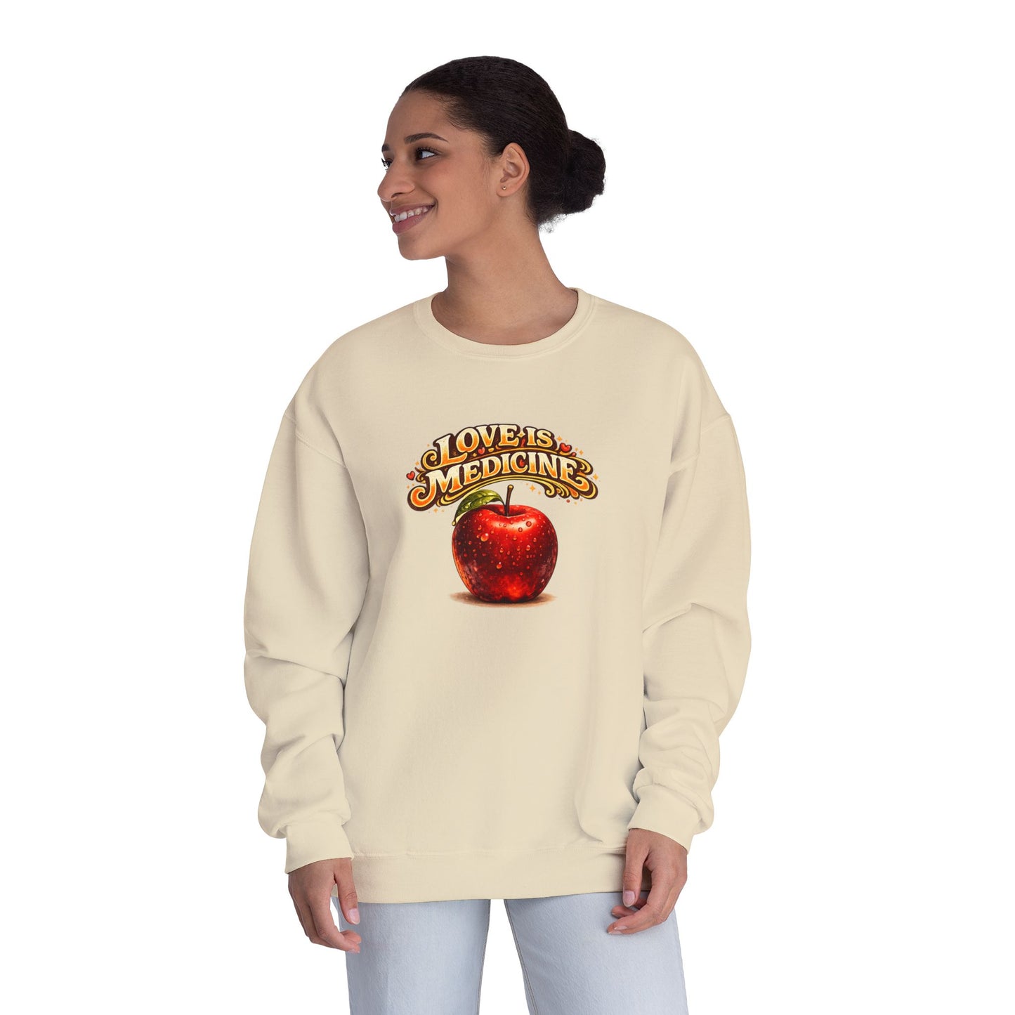 Unisex NuBlend® Crewneck Sweatshirt - Love is Medicine - Manzana