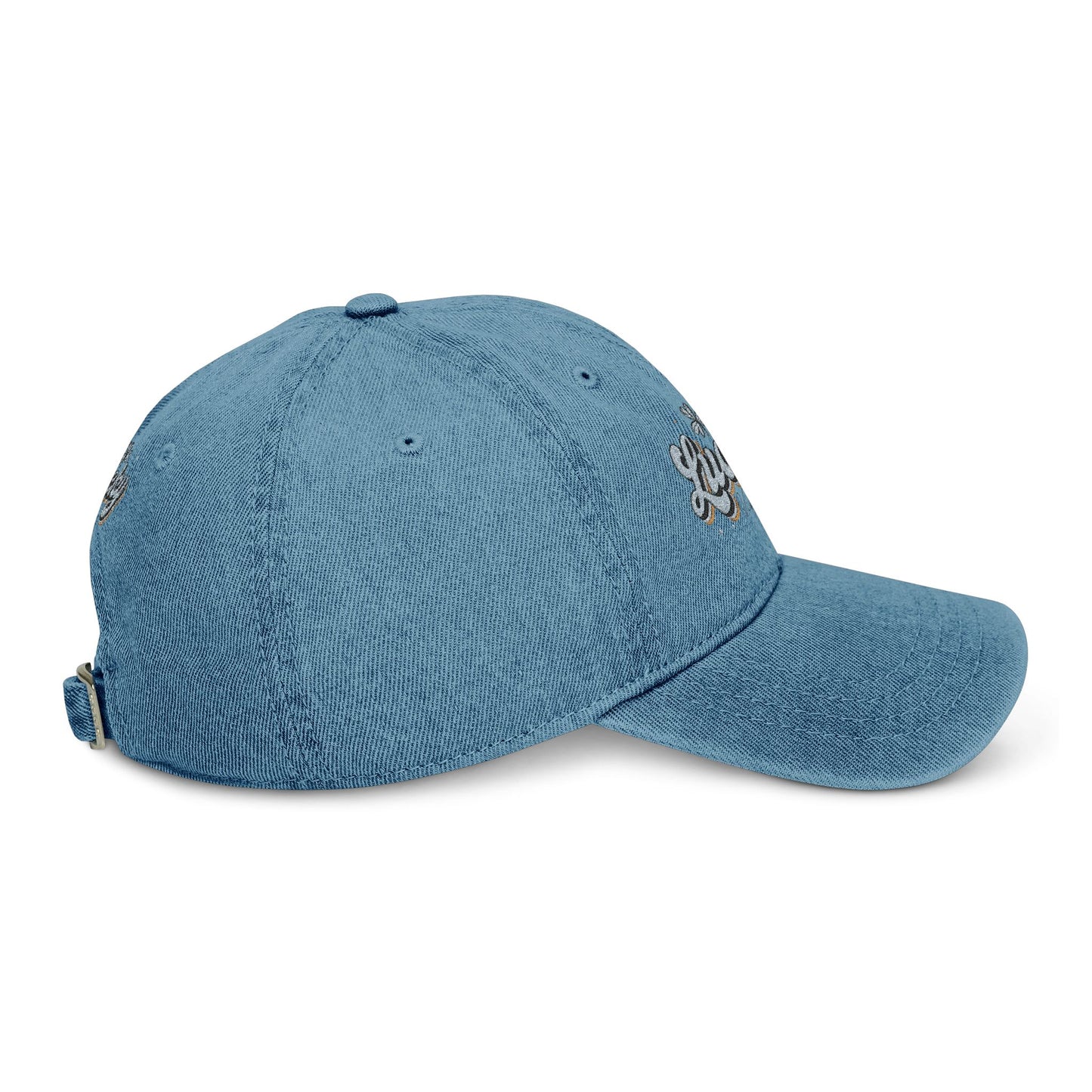 Lucky Embroidered Denim Hat, Casual Cap for Everyday Wear, Perfect Gift for Birthdays, Summer Outings, Trendy Accessories