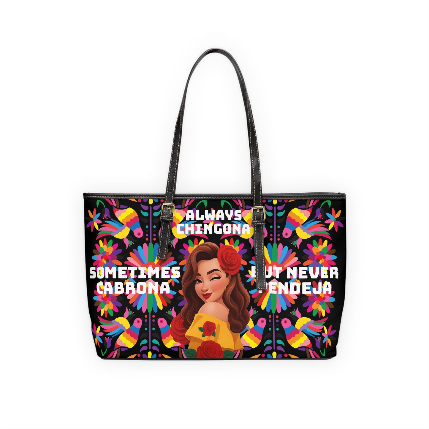 Chic PU Leather Shoulder Bag - Always Chingona, Fashionable Tote for Confident Women, Perfect Gift for Celebrations