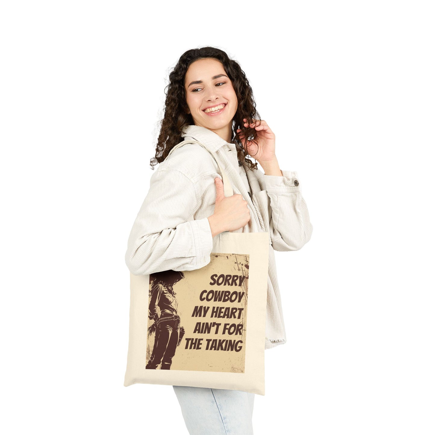 Cowgirl Cowboy Quote Canvas Tote Bag | Rustic Chic, Western Style, Gift for Cowgirls, Durable Shopping Bag, Funny Tote Bag