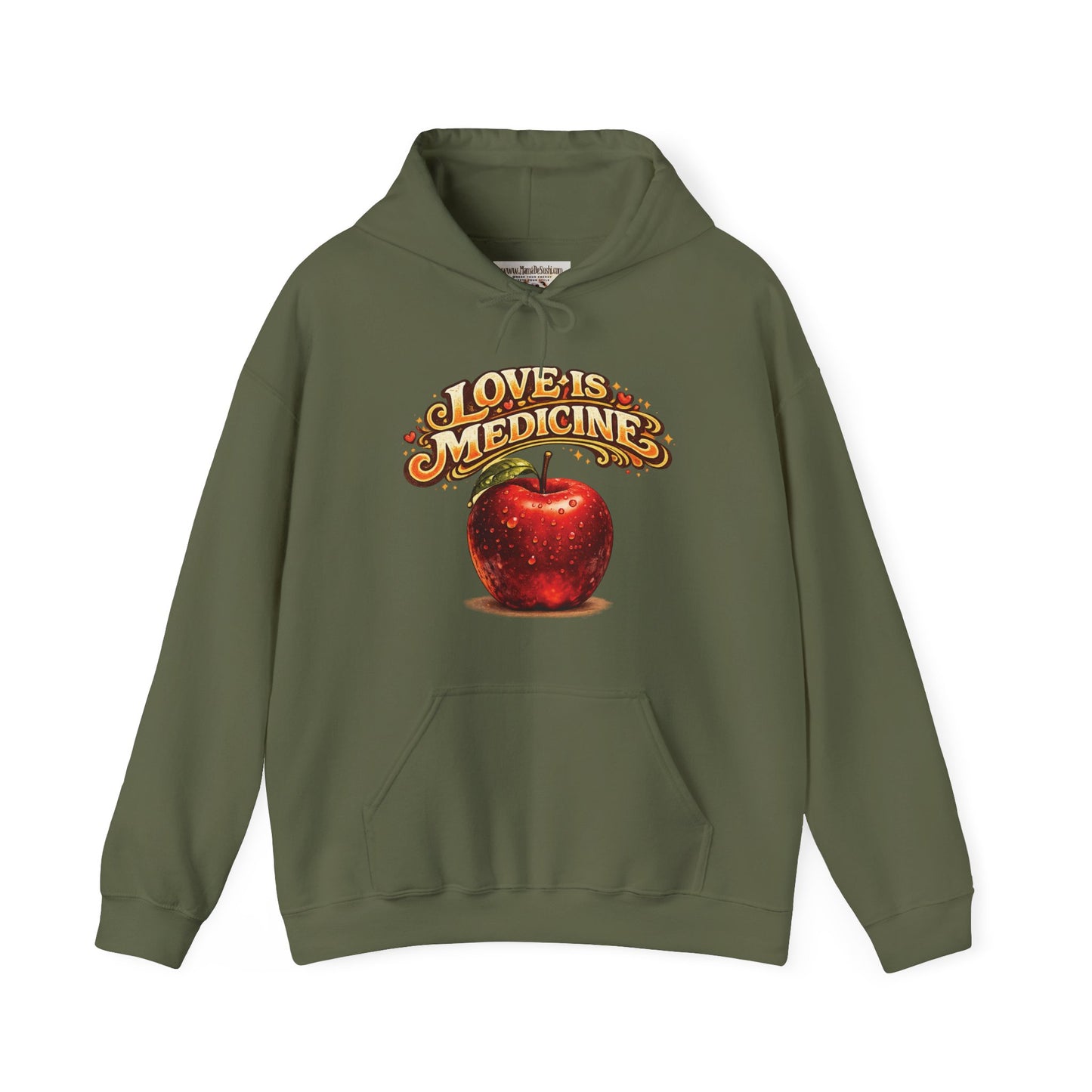 Unisex Heavy Blend™ Hooded Sweatshirt - Love is Medicine - Manzana