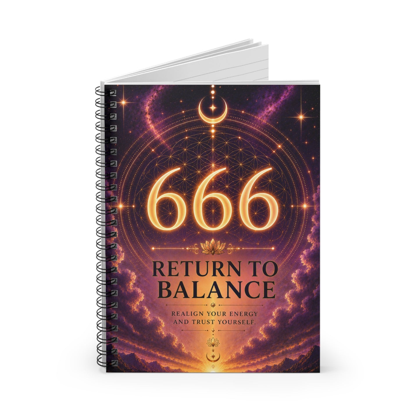 666 Return to Balance - Ruled Spiral Notebook — Minimalist Black & White,  Lined Journal