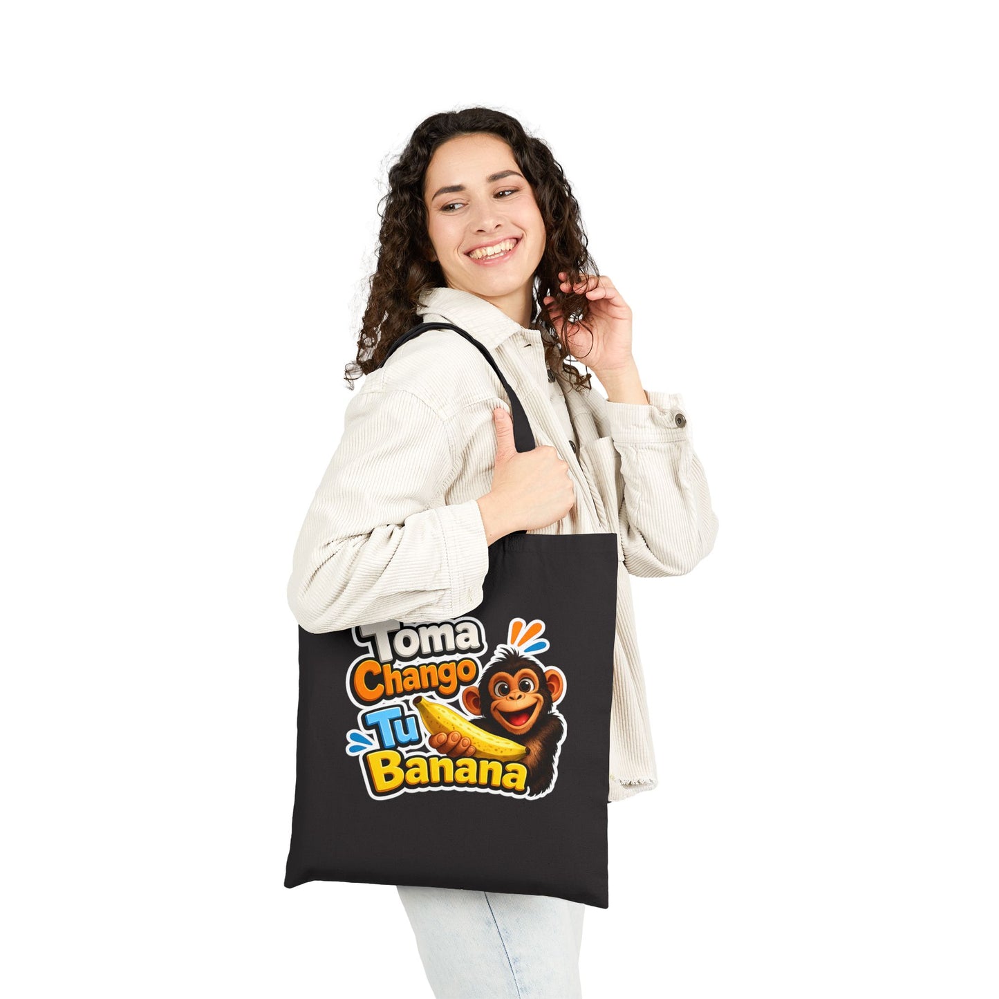 Toma Chango Tu Banana Tote Bag | Monkey Banana Graphic Cotton Tote