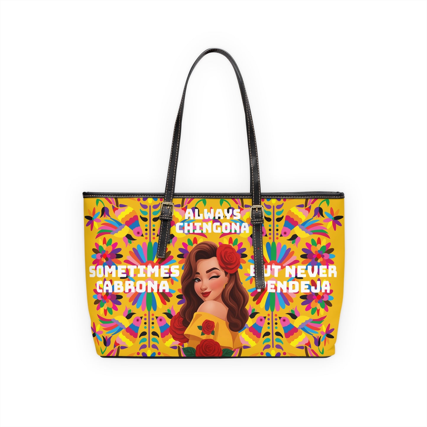 Yellow - Chic PU Leather Shoulder Bag - Always Chingona, Fashionable Tote for Confident Women, Perfect Gift for Celebrations